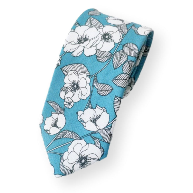 NANA-Turquoise Tie for Men, Flower Necktie for Wedding