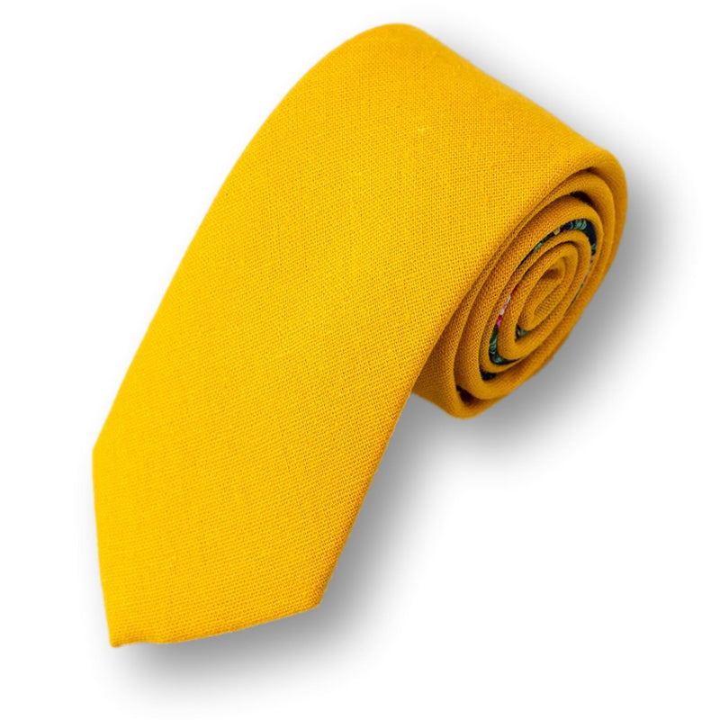 Mustard Tie for Men, Skinny Necktie for Wedding