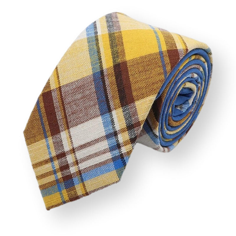 ATLAS-Stripe Pattern Cotton Necktie, Bruce Cotton Linen Tie For Men