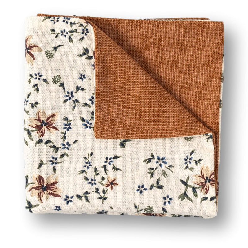 JAMES-Brown Pocket Square, Floral Print Groom Pocket Square