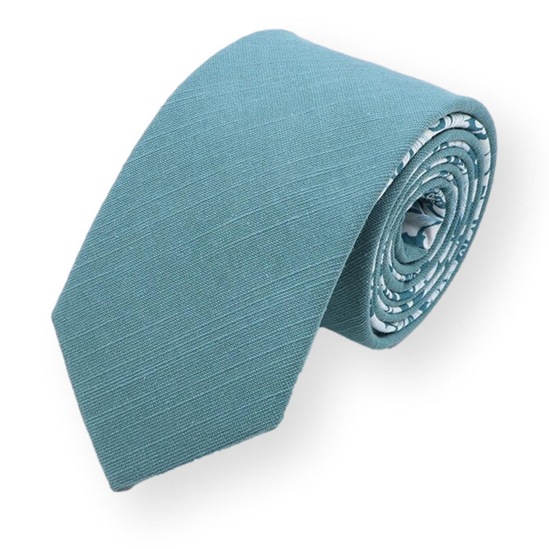 ATOM-Light Blue Necktie, Aloha Hawaii Cotton Mens Necktie