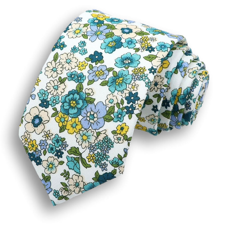 GREENFIELD-Wildflower Tie, Mens Floral Silk Necktie, Gift For Men