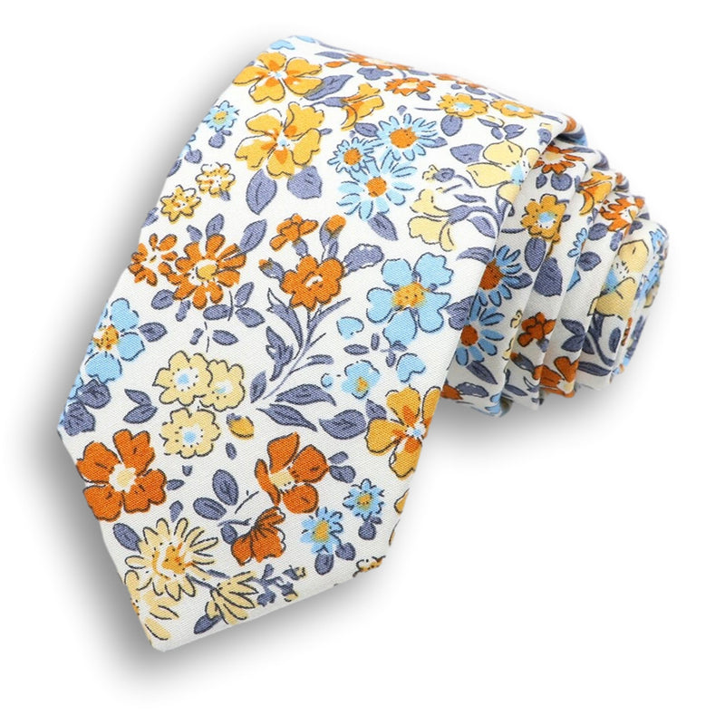 SAGER-Cotton Floral Paisley Necktie, Skinny Casual Necktie For Wedding Party