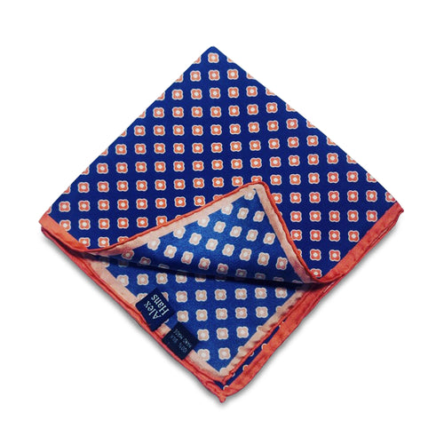 Blue and Pink Silk Pocket Square