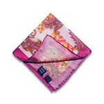 Paisley Print Pocket Square, Pink Silk Pocket Square
