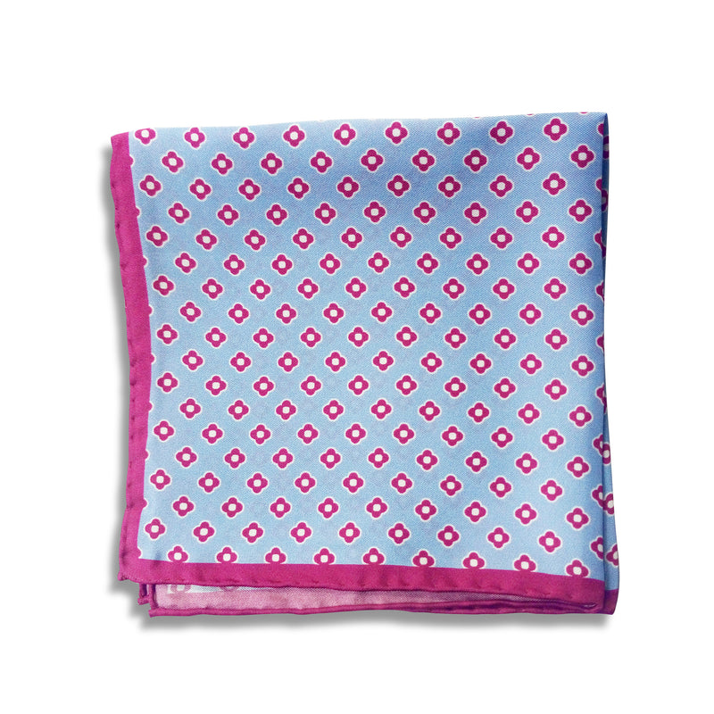 Pink and Blue Pocket Square, Printed Pocket Square For Suits