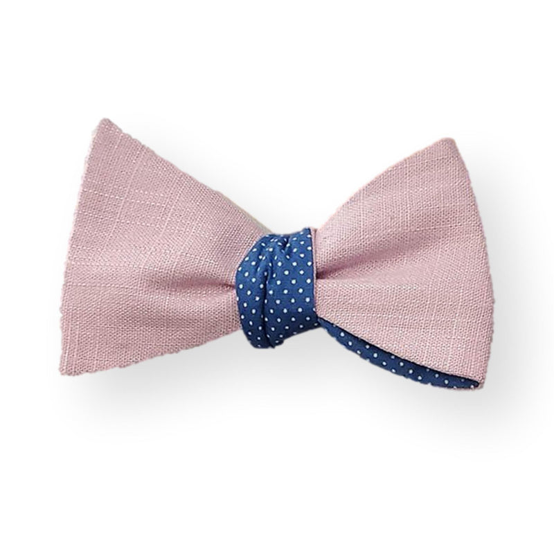 RAE Bowtie-Pink and Blue Solid Self Tie Bowtie, Cotton Wedding Necktie