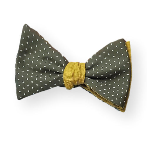REESE Bowtie-Yellow and Dark Green Wedding Ties for Men, Solid Self Tie Bowtie
