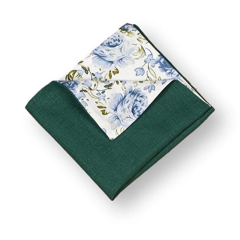 EMERALD-Blue Flower Pocket Square, Modern Pocket Squares For Mens Suit