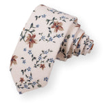 JADA-Cream Floral Tie for Men, Cream Necktie for Wedding
