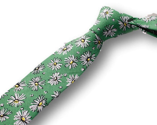 JUNIOR-Green Floral Tie for Men, Green Necktie for Wedding