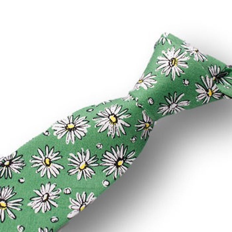 JUNIOR-Green Floral Tie for Men, Green Necktie for Wedding