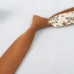 JAMES -Brown Floral Tie for Men, Brown Necktie for Wedding