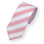 OLIVER-Pink Striped Tie for Men, Skinny Necktie for Wedding