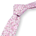 MABEL-Pink Floral Tie for Men, Skinny Necktie for Wedding