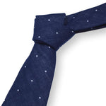 KAI-White Polka Dot Tie for Men, Blue Necktie for Wedding