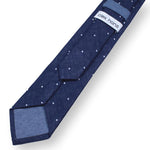 KAI-White Polka Dot Tie for Men, Blue Necktie for Wedding