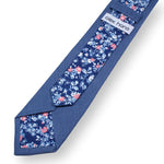 BOSIE-Sky Blue Linen Necktie, Mens Floral Necktie, Cotton Necktie