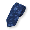 AUGUST-Navy Blue Necktie, Blue Floral Linen Necktie Mens Fashion