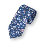 KEVIN-Blue Floral Tie for Men, Blue Flower Tie for Wedding
