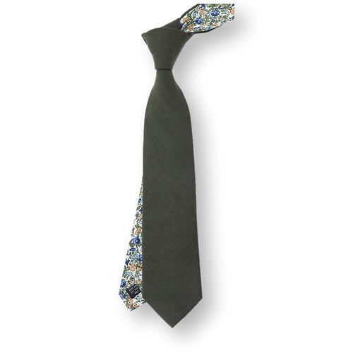 Olive Necktie for Men, Skinny Tie for Wedding