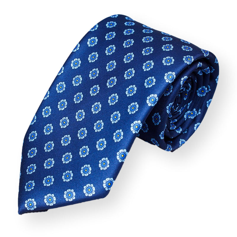 ANDREA-Royal Blue Necktie, Floral Silk Necktie, Mens Fashion
