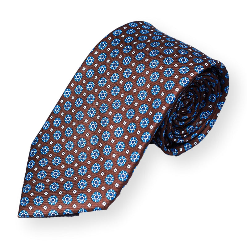 ROWAN-Rocco Brown Silk Necktie for Men, Wedding Grooms Necktie