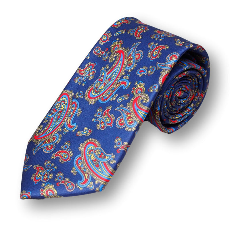 NOVA-Blue Paisley Tie for Men, Skinny Necktie for Wedding